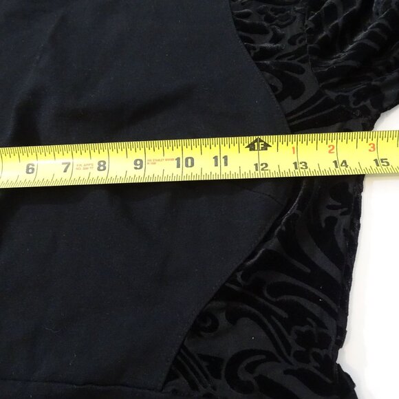 Vintage Cameo Black Long Sleeve Burnout Velvet Detail Fitted Dress Women Size L - Picture 7 of 11